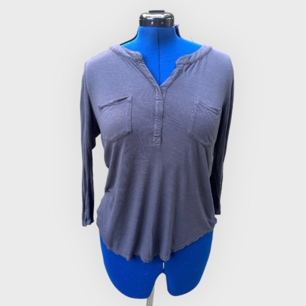 Fresh Produce Slate Blue Tunic Pocket 3/4-Sleeve Shirt Women’s Size Medium